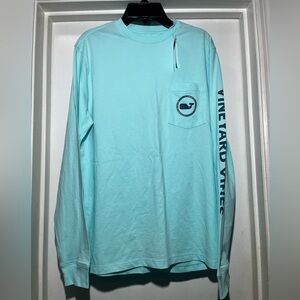 Vineyard Vines Aqua Blue Pocket Tee